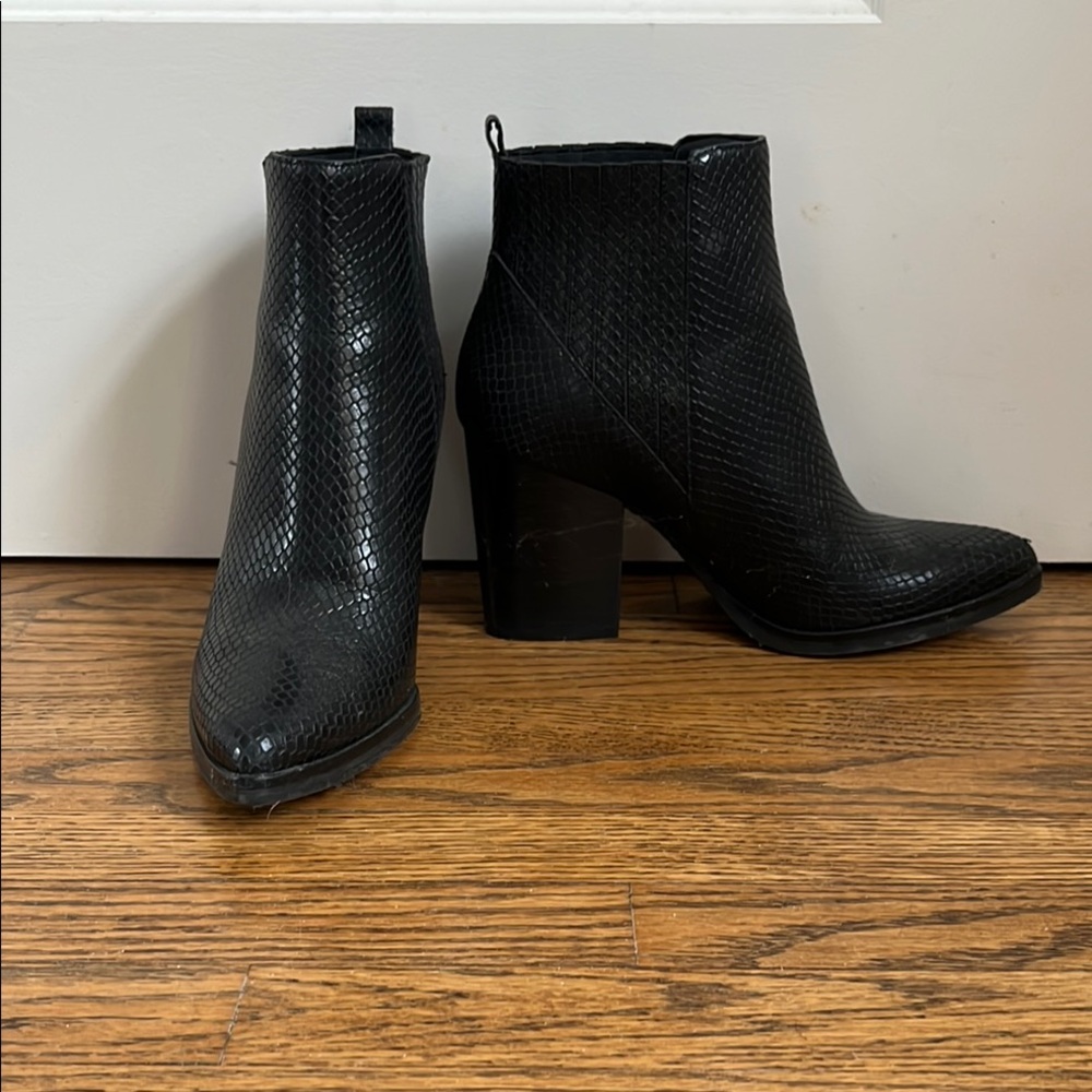 Black Textured Ankle Boots